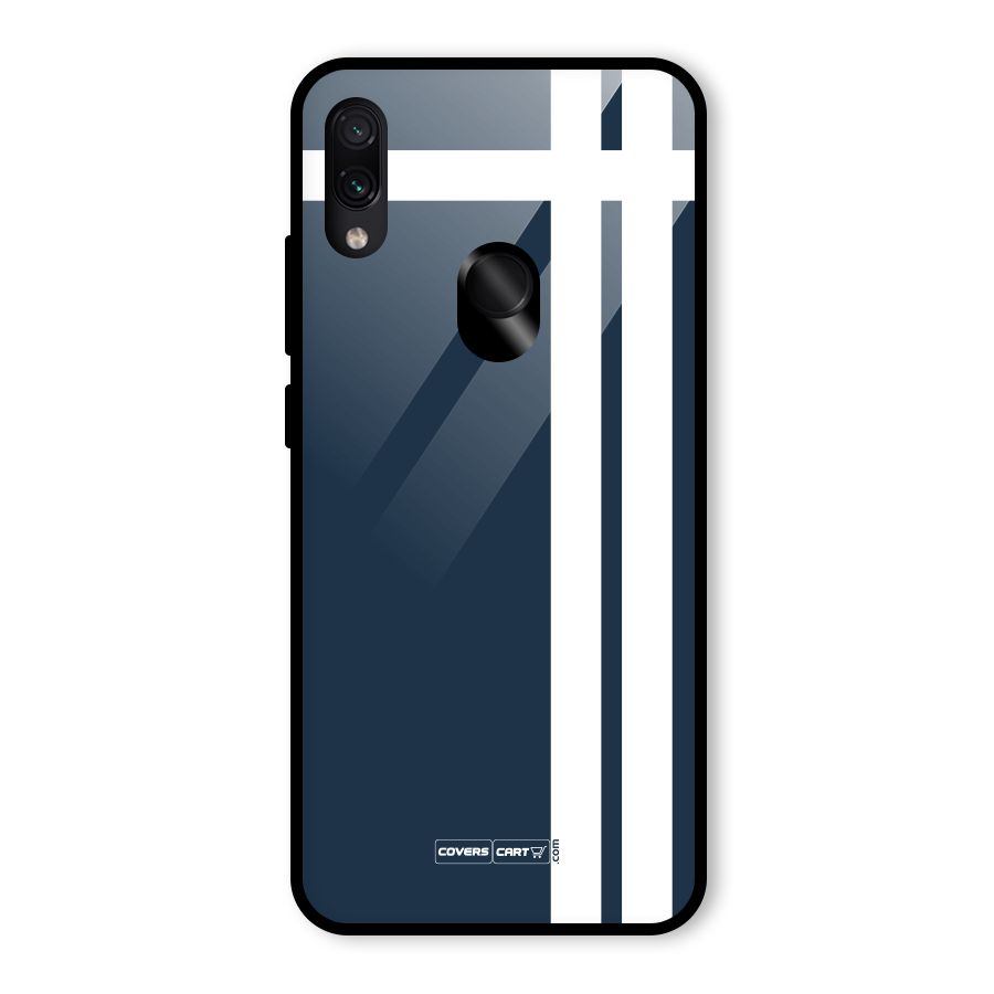 Blue and White Glass Back Case for Redmi Note 7 Pro