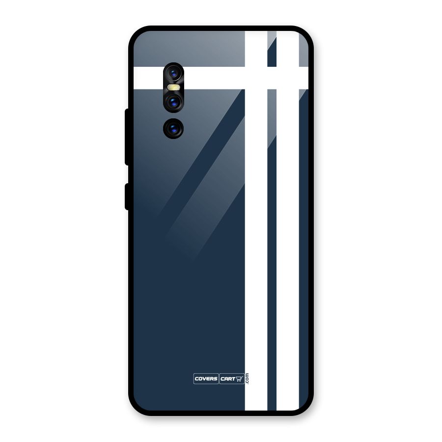 Blue and White Glass Back Case for Vivo V15 Pro