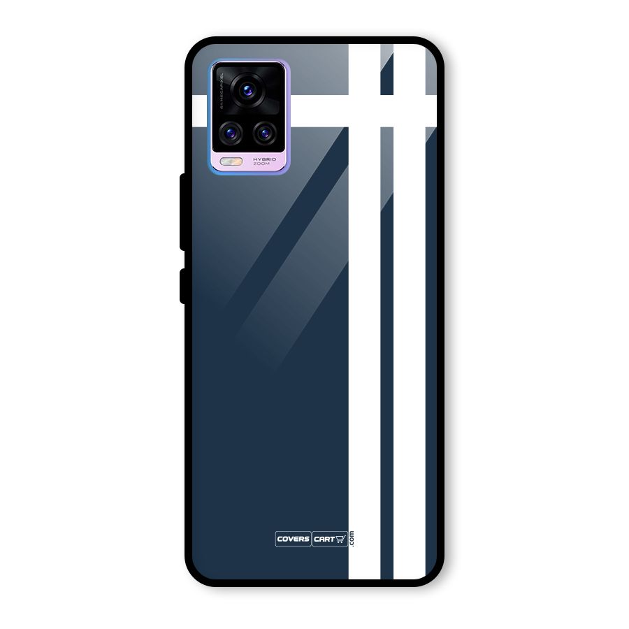 Blue and White Glass Back Case for Vivo V20 Pro