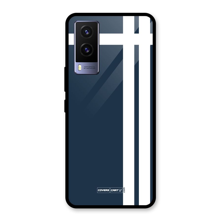 Blue and White Glass Back Case for Vivo V21e 5G