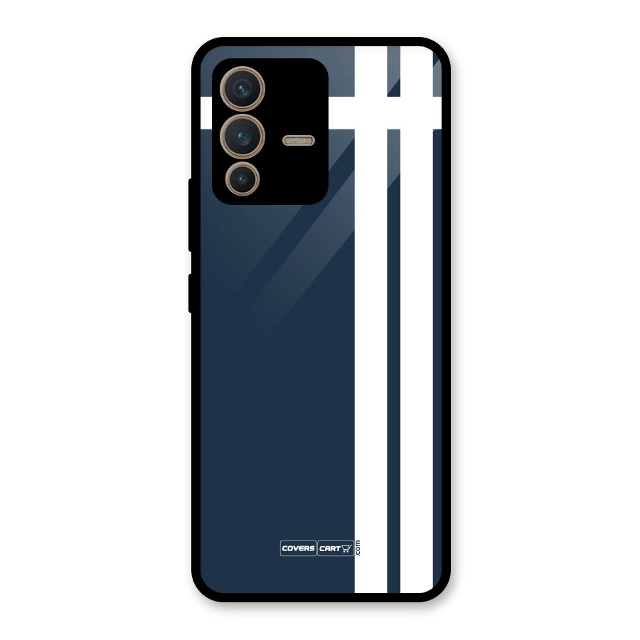 Blue and White Glass Back Case for Vivo V23 5G