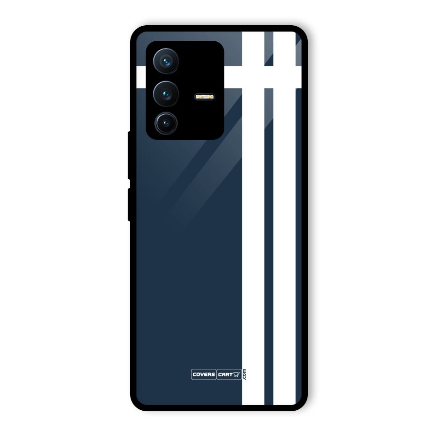 Blue and White Glass Back Case for Vivo V23 Pro