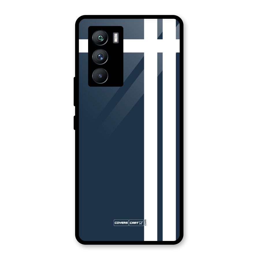 Blue and White Glass Back Case for Vivo iQOO 9 SE