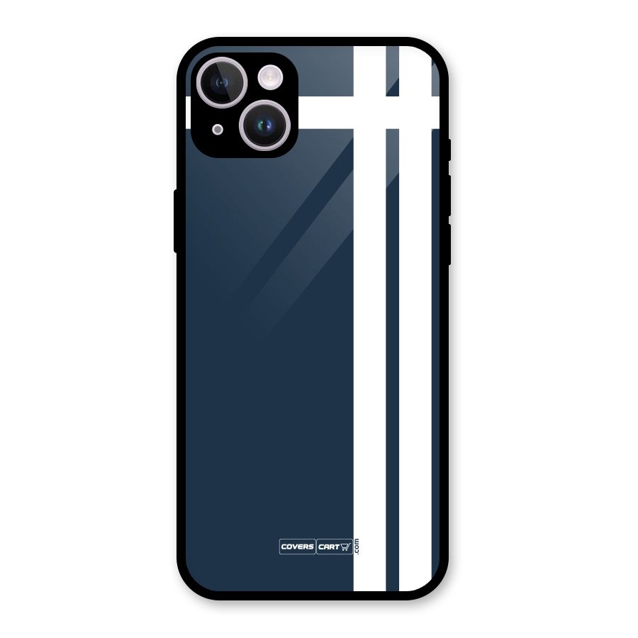 Blue and White Glass Back Case for iPhone 14 Plus