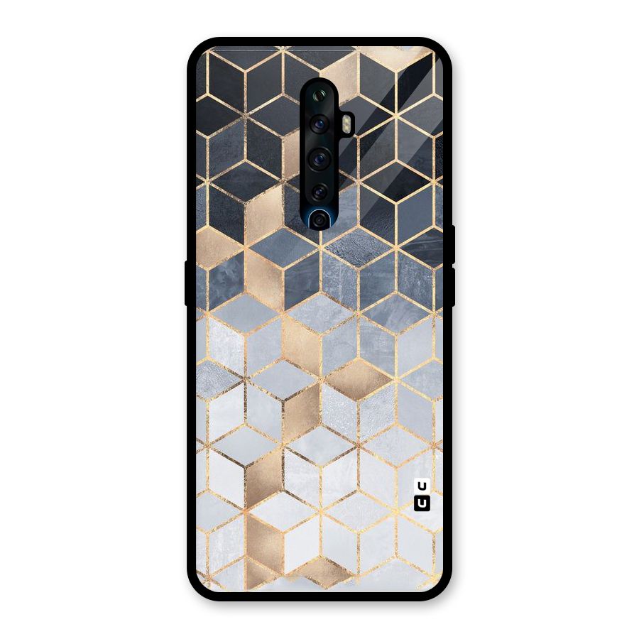 Blues And Golds Glass Back Case for Oppo Reno2 F