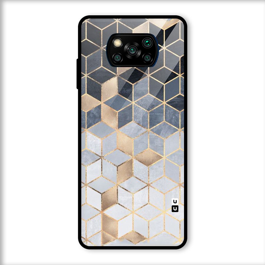 Blues And Golds Glass Back Case for Poco X3