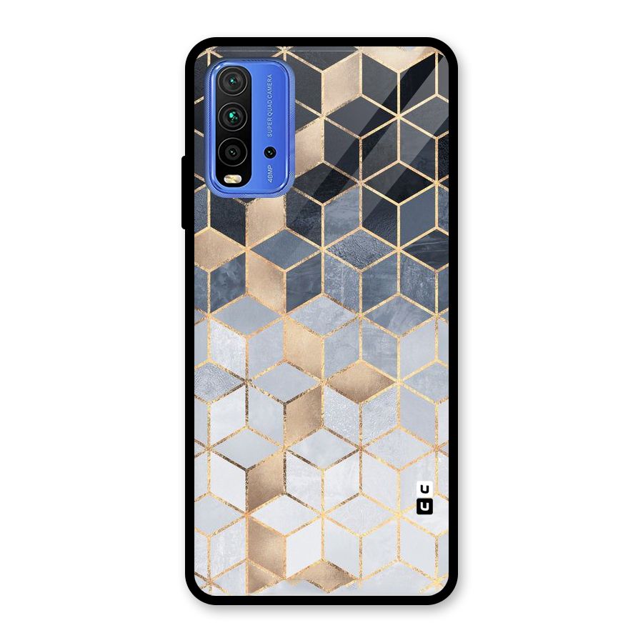 Blues And Golds Glass Back Case for Redmi 9 Power