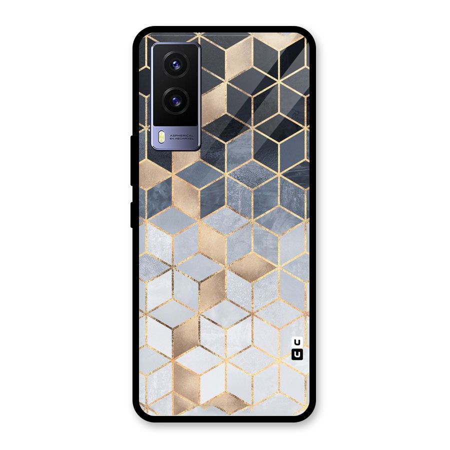 Blues And Golds Glass Back Case for Vivo V21e 5G