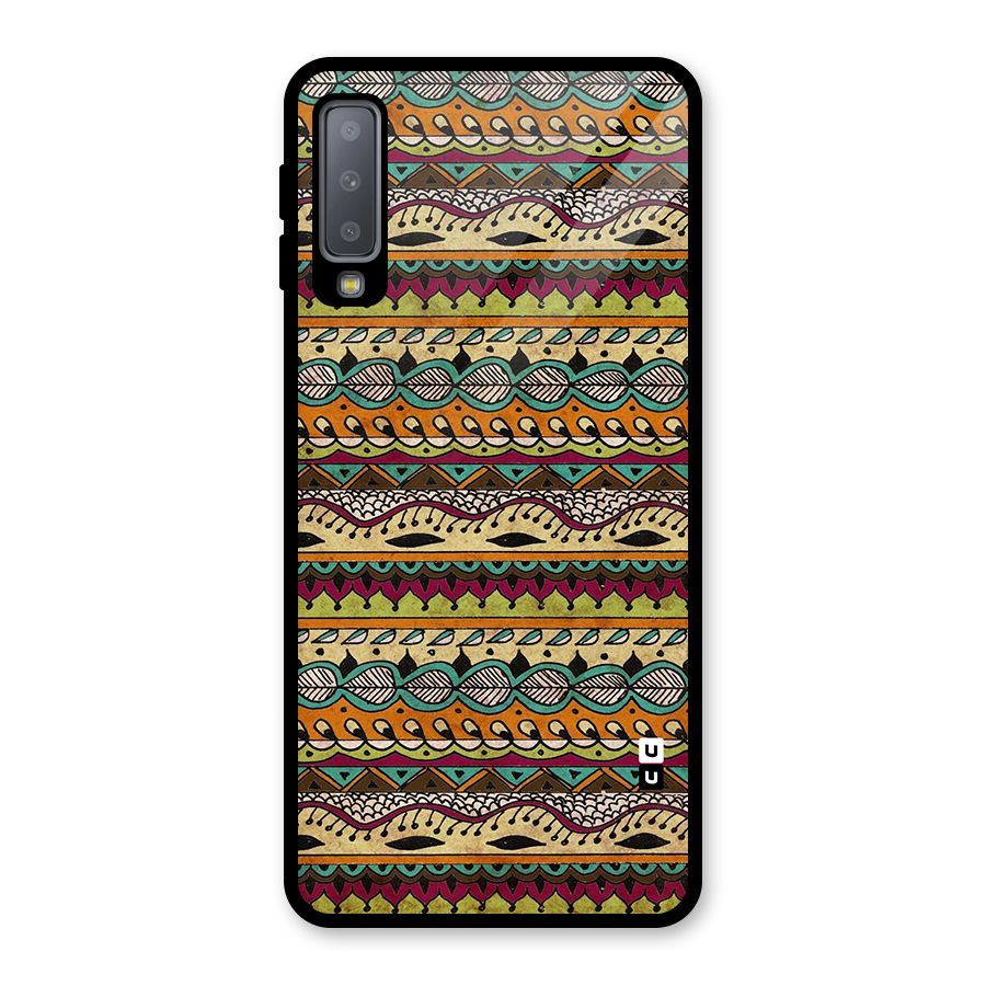 Bohemian Style Aztec Art Glass Back Case for Galaxy A7 (2018)