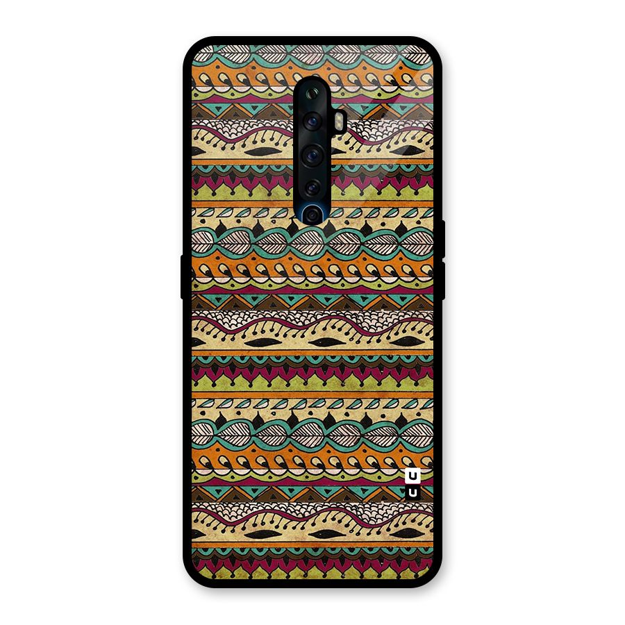 Bohemian Style Aztec Art Glass Back Case for Oppo Reno2 F