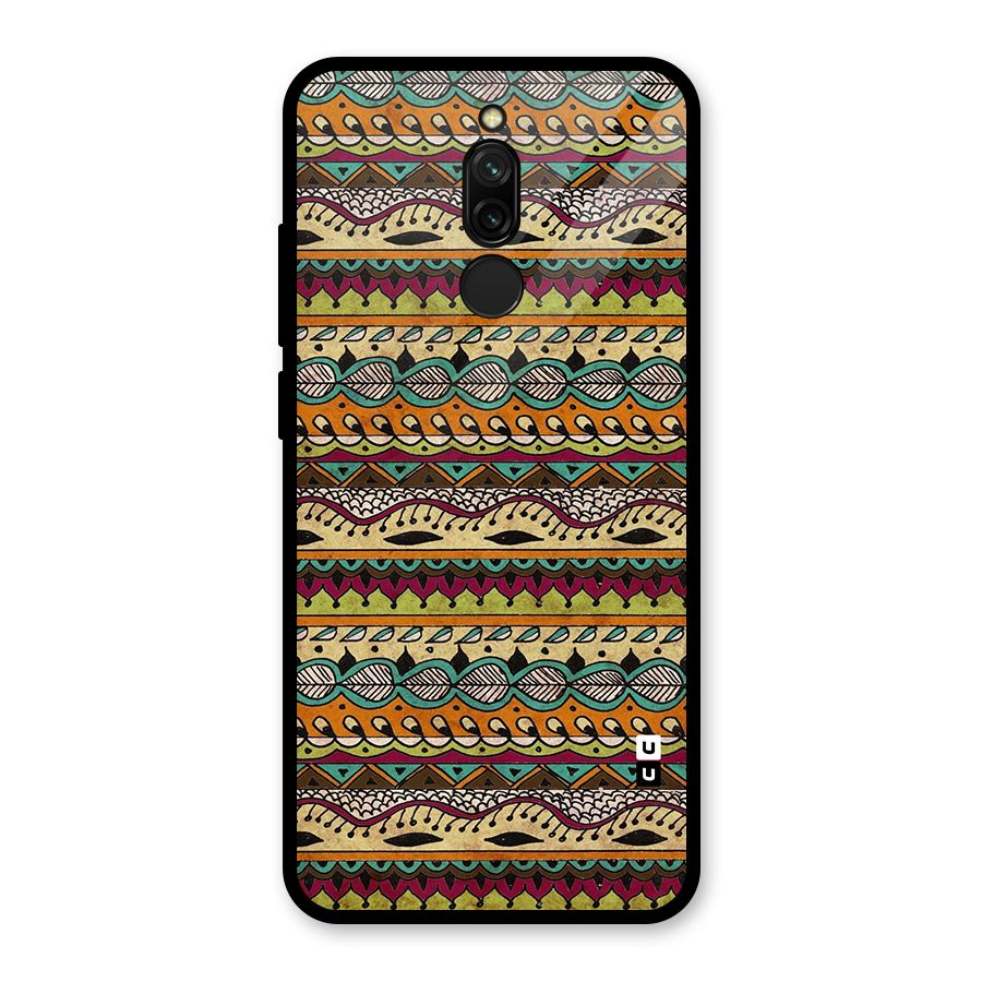 Bohemian Style Aztec Art Glass Back Case for Redmi 8