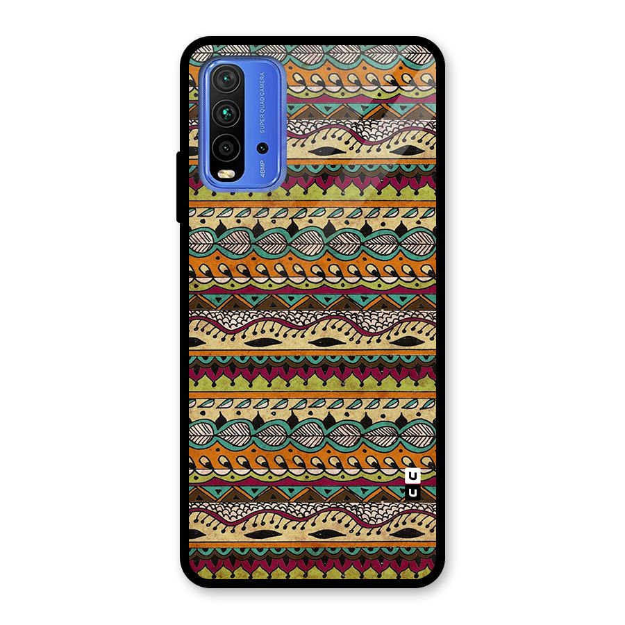 Bohemian Style Aztec Art Glass Back Case for Redmi 9 Power