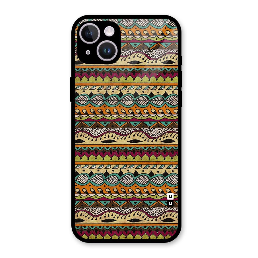 Bohemian Style Aztec Art Glass Back Case for iPhone 14 Plus