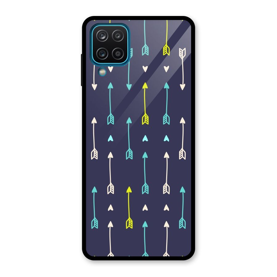 Boho Arrow Pattern Glass Back Case for Galaxy A12