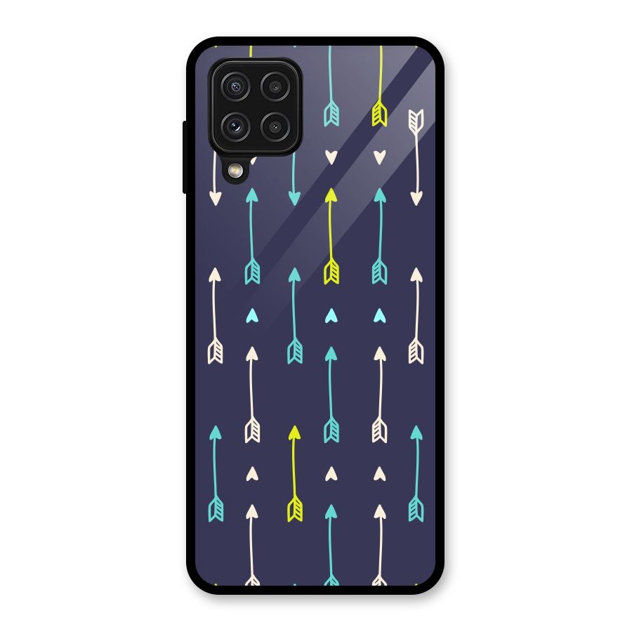 Boho Arrow Pattern Glass Back Case for Galaxy A22 4G