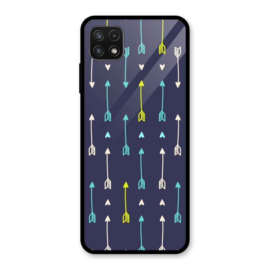 Boho Arrow Pattern Glass Back Case for Galaxy A22 5G