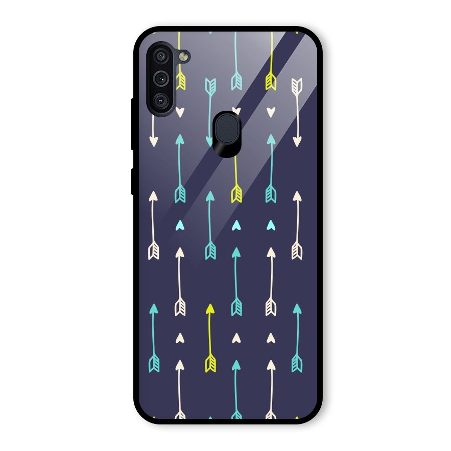 Boho Arrow Pattern Glass Back Case for Galaxy M11