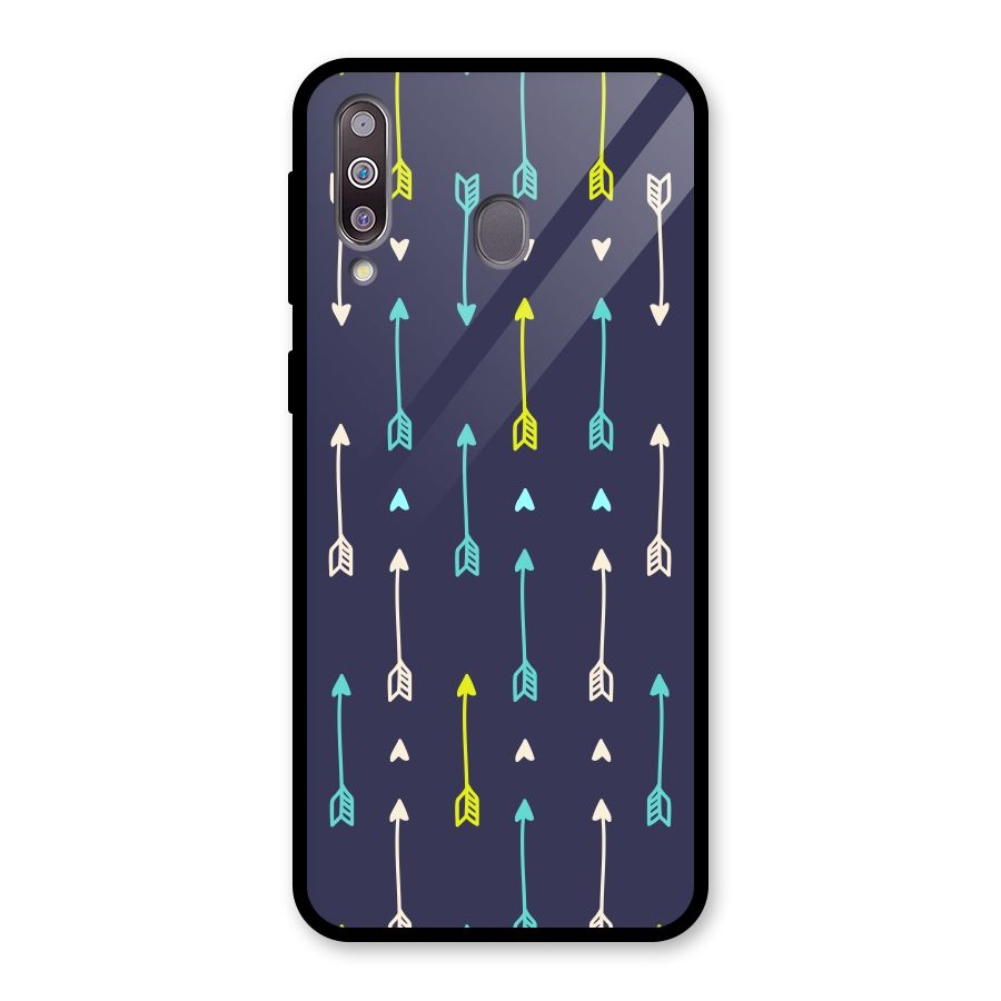 Boho Arrow Pattern Glass Back Case for Galaxy M30