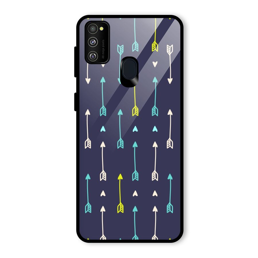 Boho Arrow Pattern Glass Back Case for Galaxy M30s