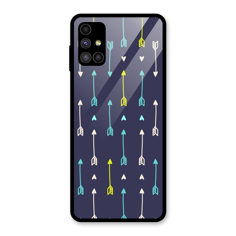 Boho Arrow Pattern Glass Back Case for Galaxy M51