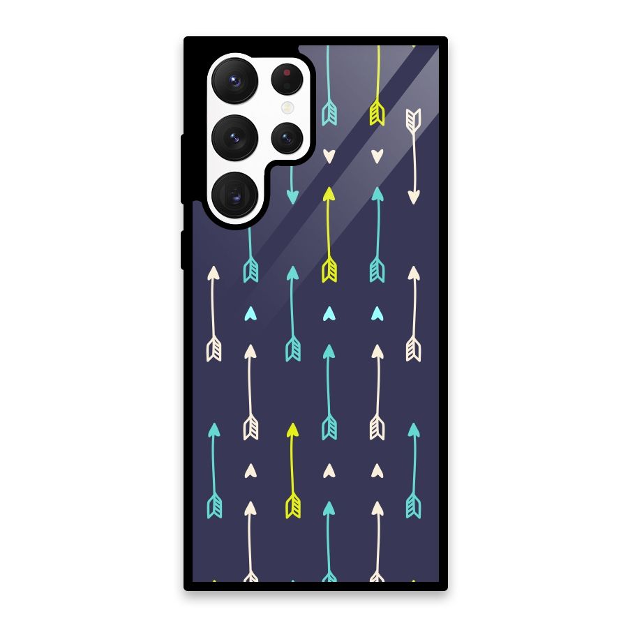 Boho Arrow Pattern Glass Back Case for Galaxy S22 Ultra 5G