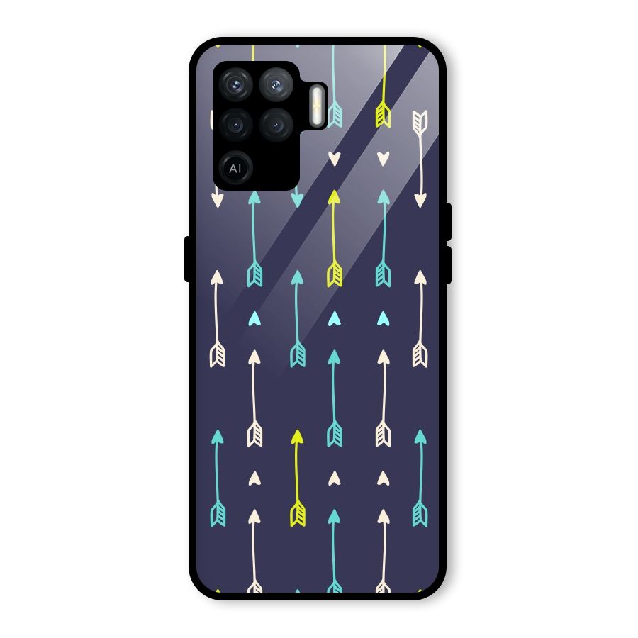 Boho Arrow Pattern Glass Back Case for Oppo F19 Pro
