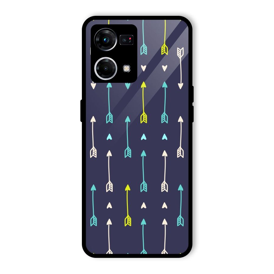 Boho Arrow Pattern Glass Back Case for Oppo F21 Pro 4G