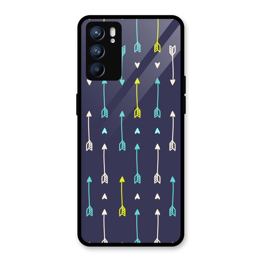 Boho Arrow Pattern Glass Back Case for Oppo Reno6 5G