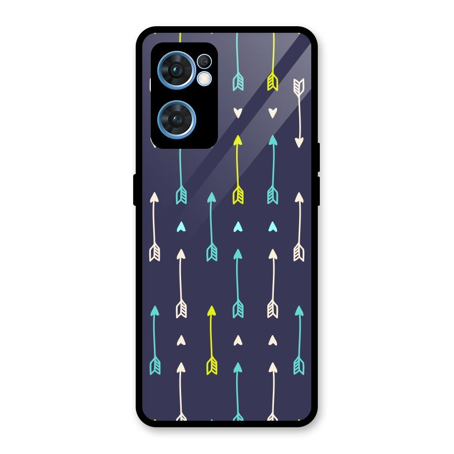 Boho Arrow Pattern Glass Back Case for Oppo Reno7 5G
