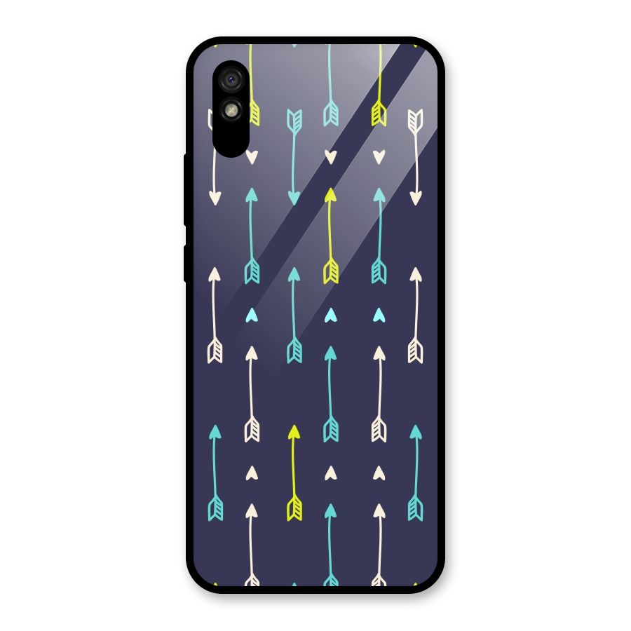 Boho Arrow Pattern Glass Back Case for Redmi 9A