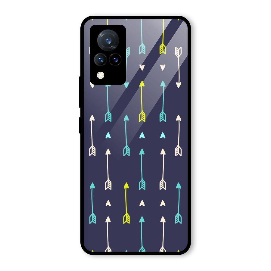 Boho Arrow Pattern Glass Back Case for Vivo V21 5G