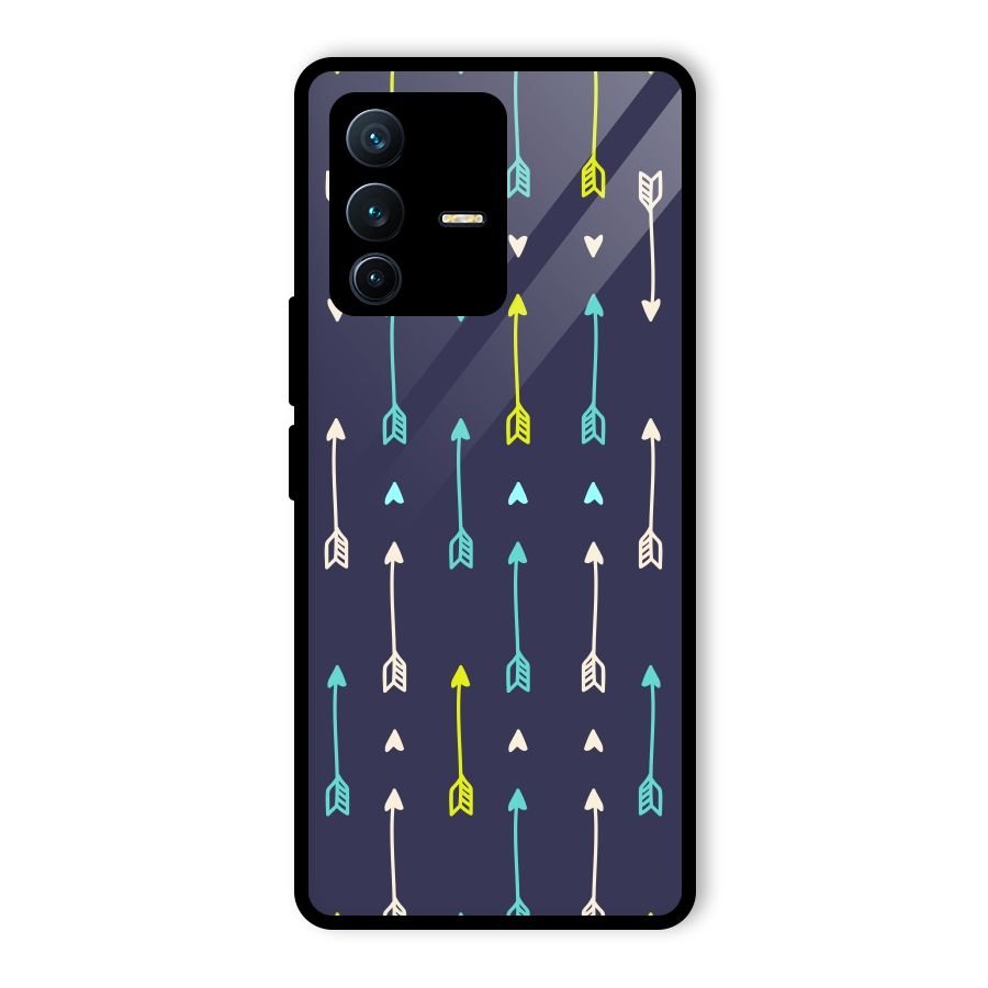 Boho Arrow Pattern Glass Back Case for Vivo V23 Pro