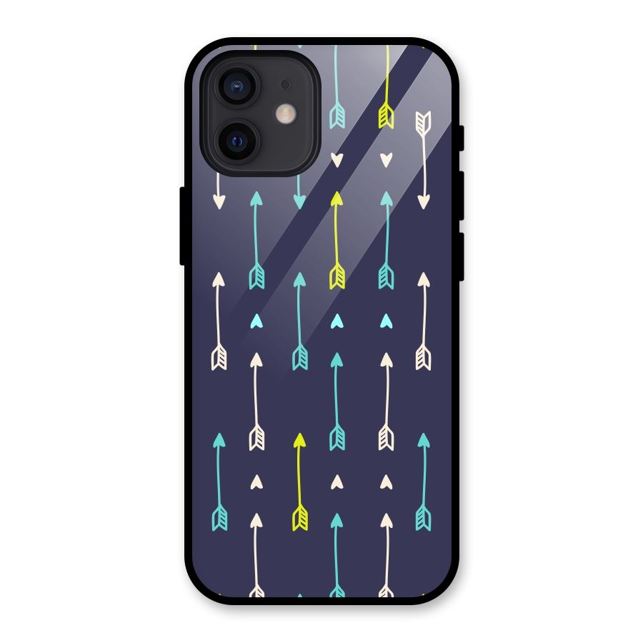 Boho Arrow Pattern Glass Back Case for iPhone 12