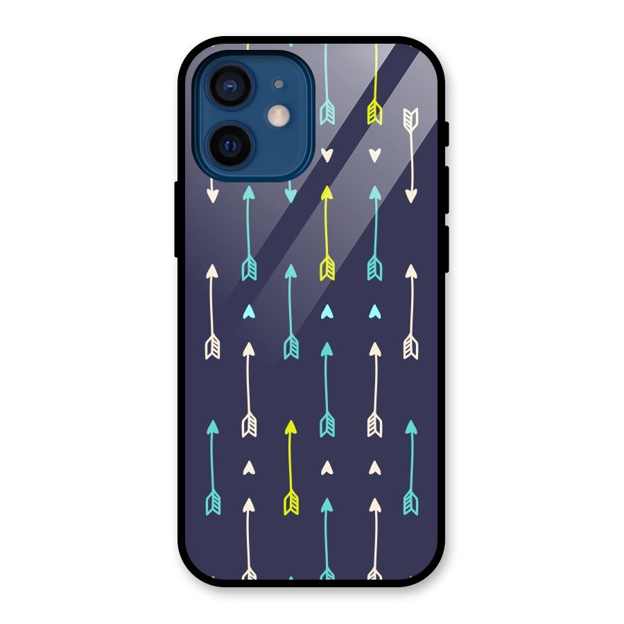 Boho Arrow Pattern Glass Back Case for iPhone 12 Mini