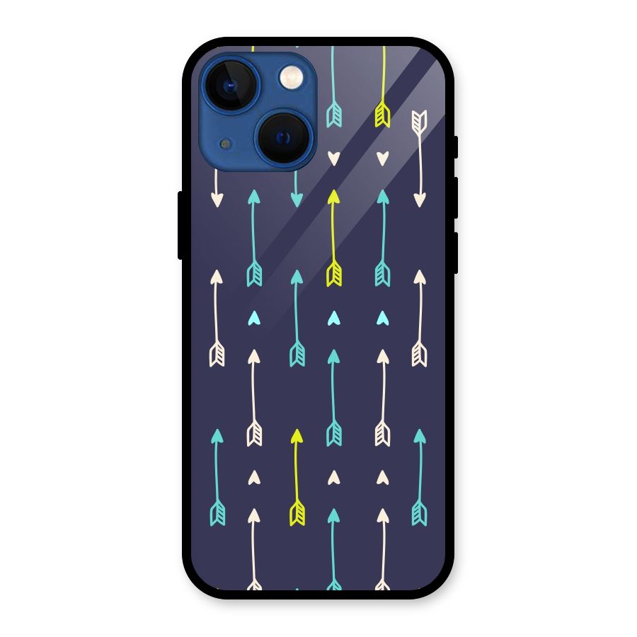 Boho Arrow Pattern Glass Back Case for iPhone 13 Mini