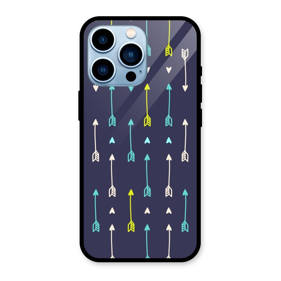 Boho Arrow Pattern Glass Back Case for iPhone 13 Pro