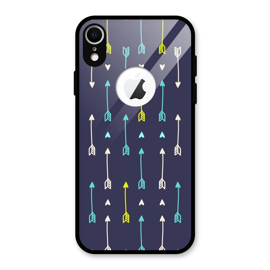 Boho Arrow Pattern Glass Back Case for iPhone XR Logo Cut