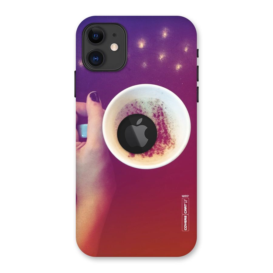 Bokeh Coffee Mug Back Case for iPhone 11 Logo Cut