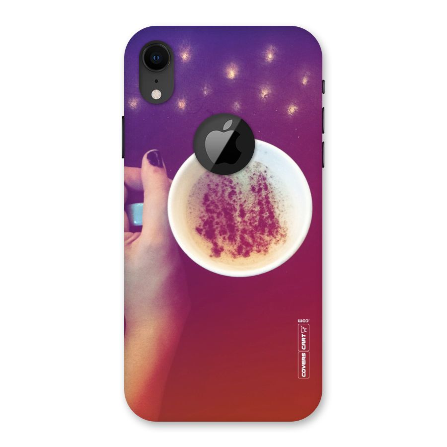 Bokeh Coffee Mug Back Case for iPhone XR Logo Cut