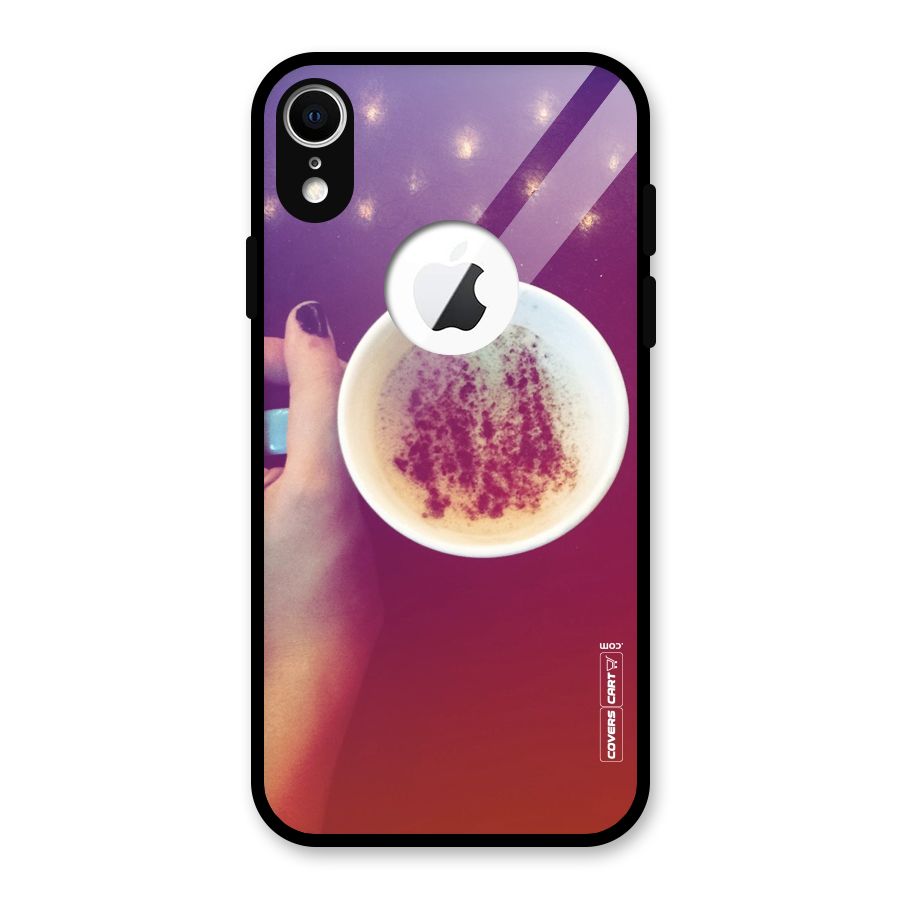 Bokeh Coffee Mug Glass Back Case for iPhone XR Logo Cut