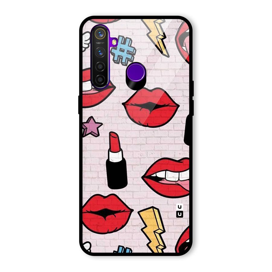 Bold Red Glass Back Case for Realme 5 Pro