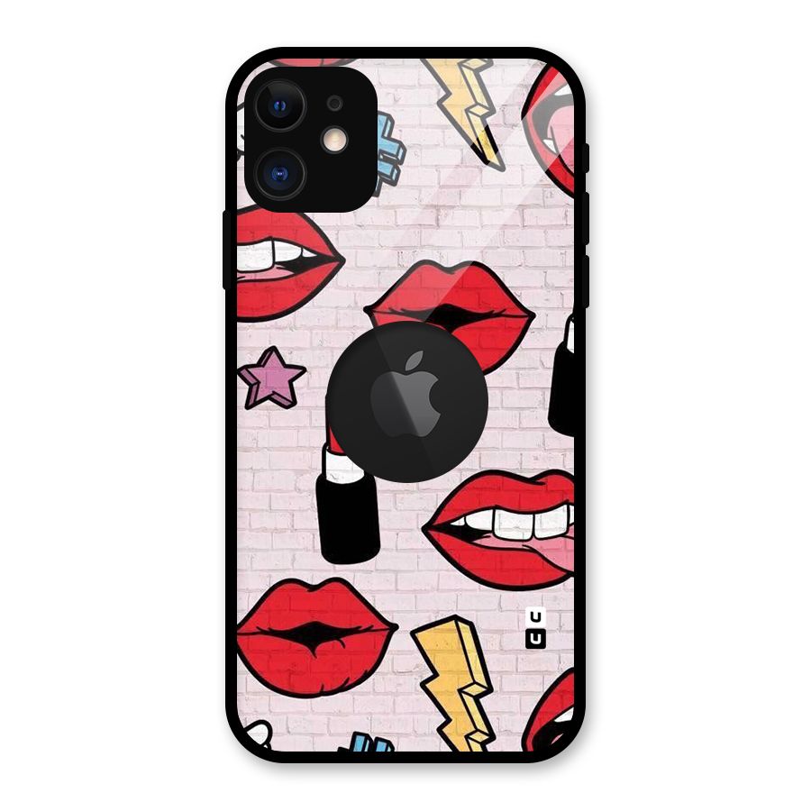 Bold Red Glass Back Case for iPhone 11 Logo Cut