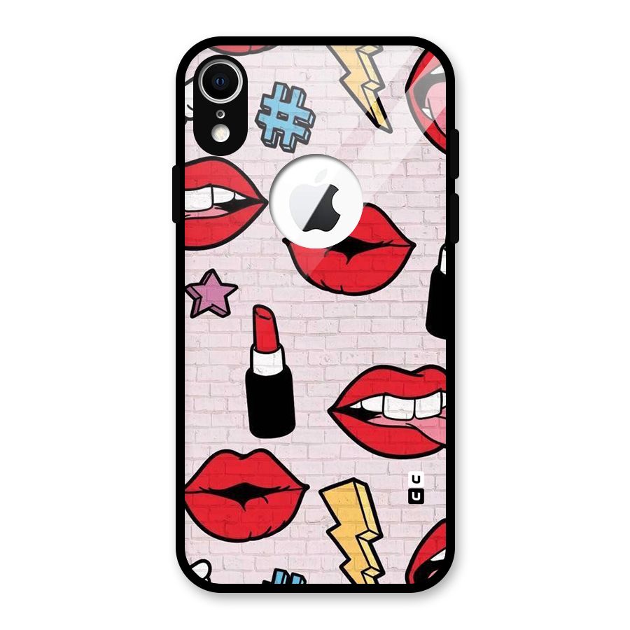 Bold Red Glass Back Case for iPhone XR Logo Cut