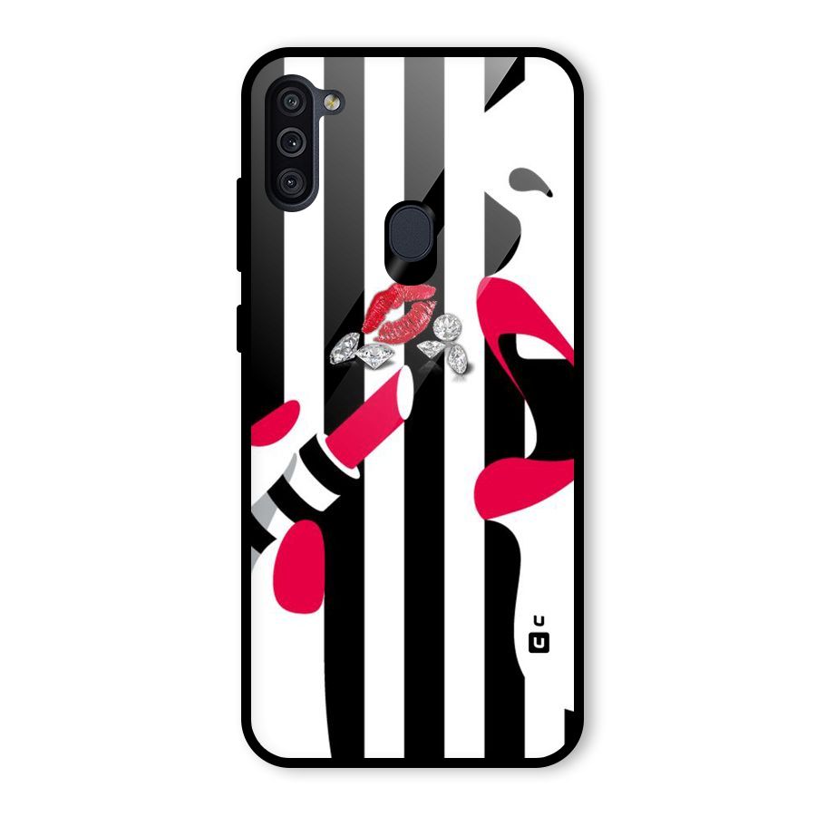 Bold Woman Glass Back Case for Galaxy M11