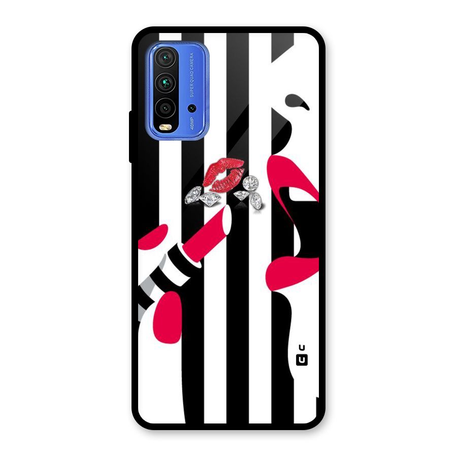 Bold Woman Glass Back Case for Redmi 9 Power