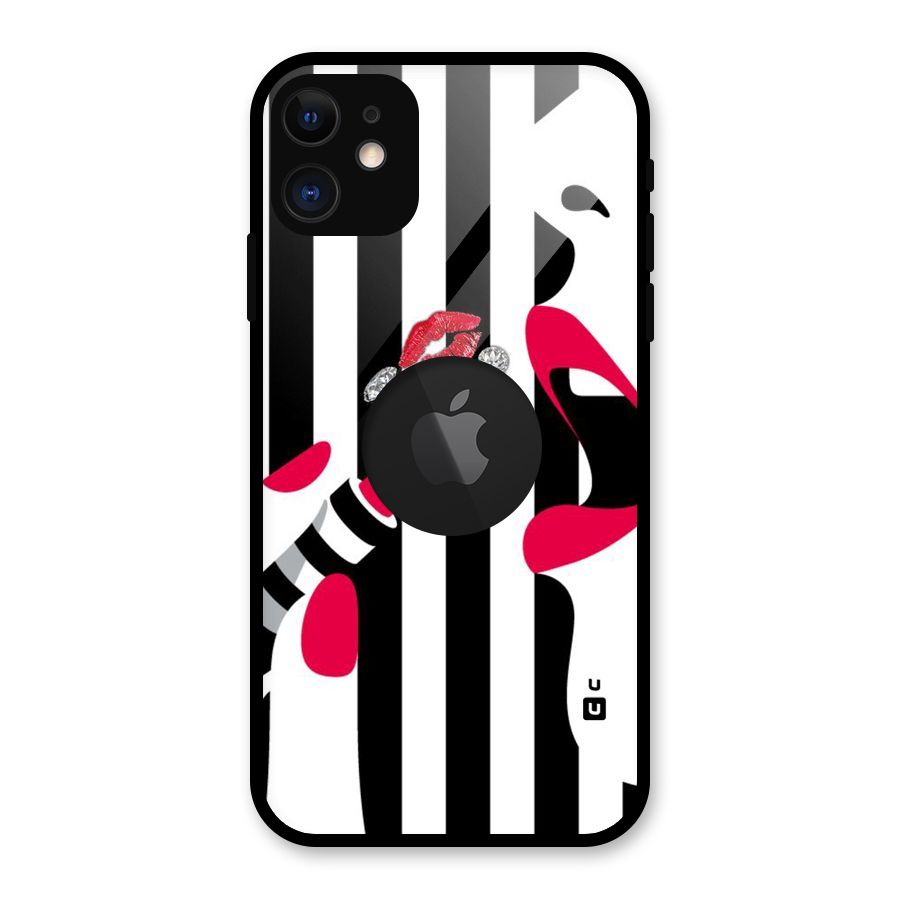 Bold Woman Glass Back Case for iPhone 11 Logo Cut