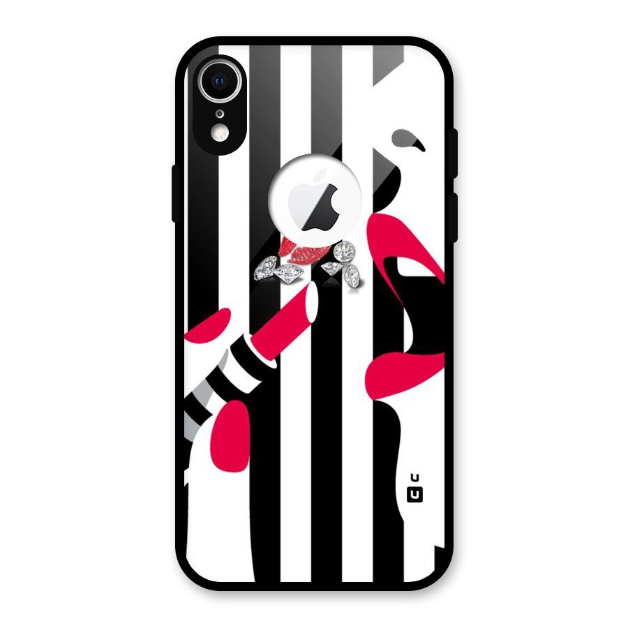 Bold Woman Glass Back Case for iPhone XR Logo Cut
