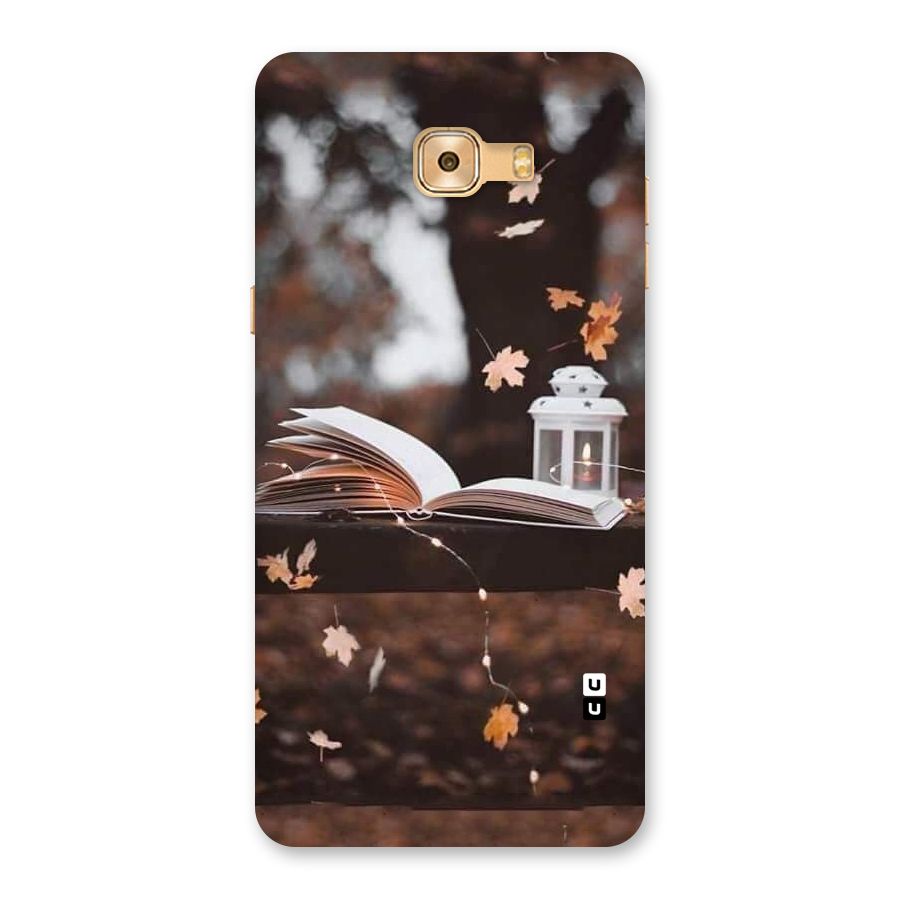 Book and Fall Leaves Back Case for Galaxy C9 Pro