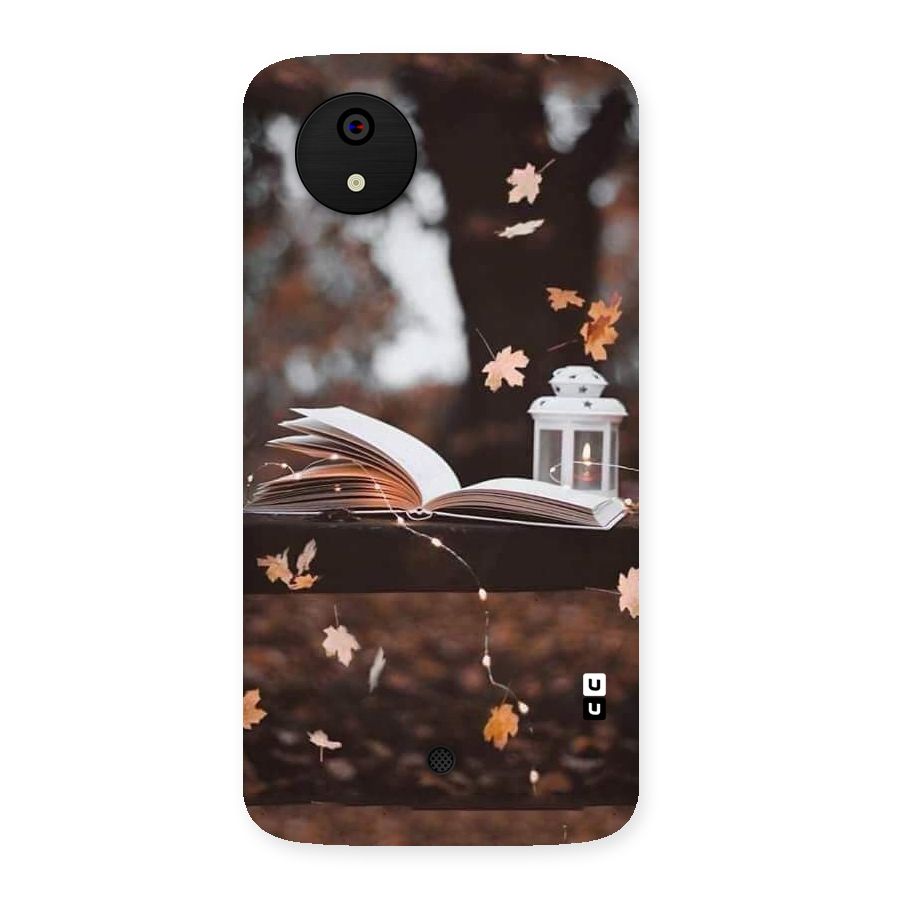 Book and Fall Leaves Back Case for Micromax Canvas A1