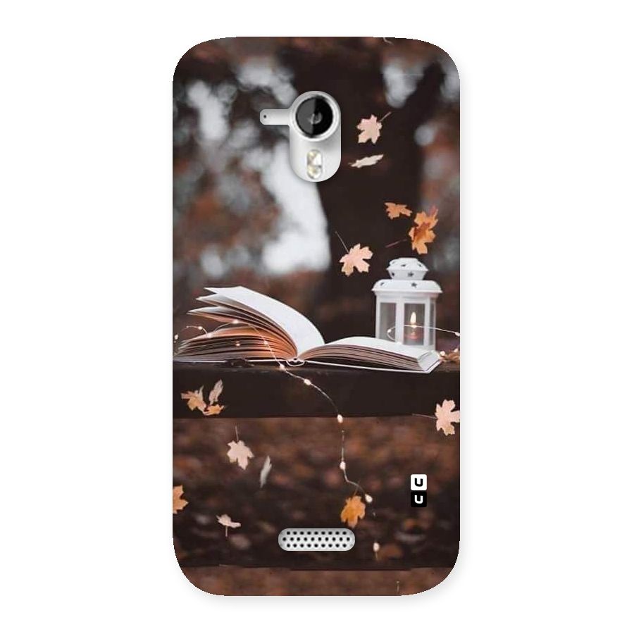 Book and Fall Leaves Back Case for Micromax Canvas HD A116